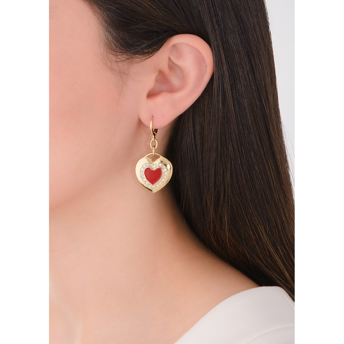 Gold Heart Charm Earrings